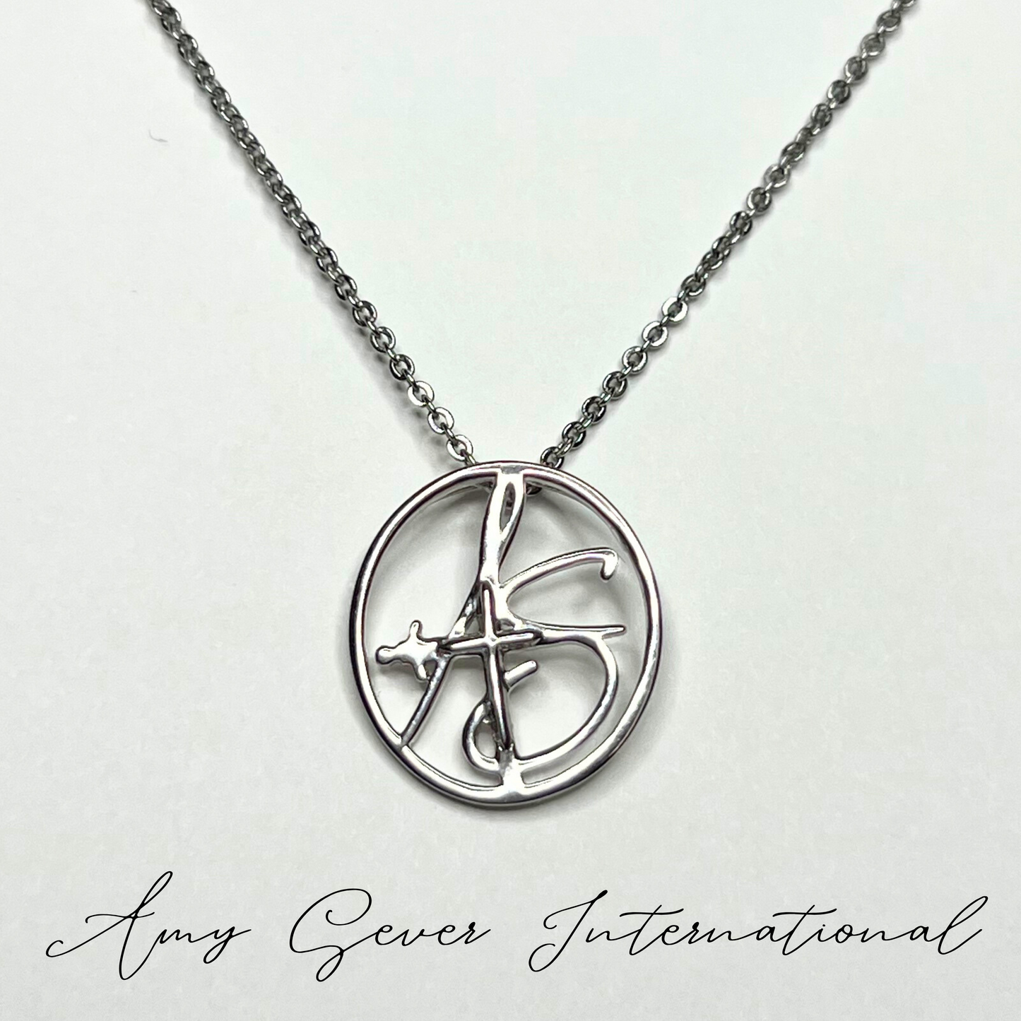 10K Solid White Gold Large Amulet with 18” Chain