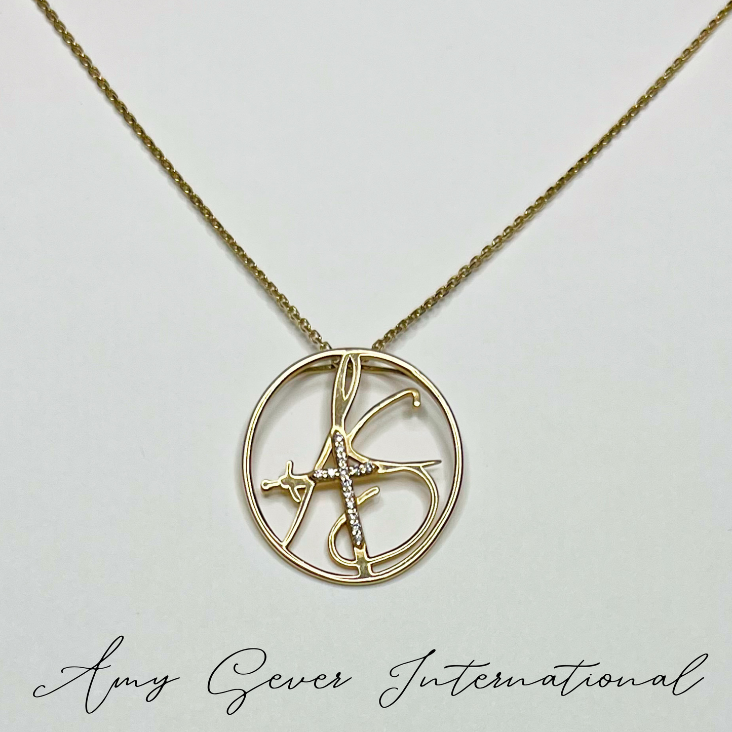10K Solid Yellow Gold Diamond Amulet with 18” Chain
