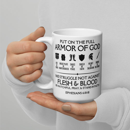 Armor Of God White glossy mug