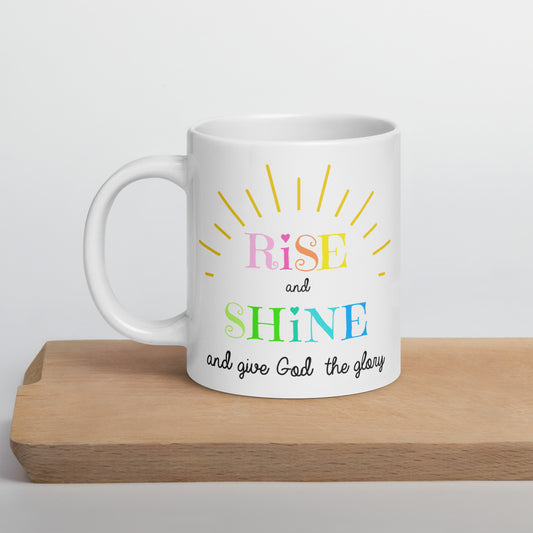 Rise & Shine White glossy mug