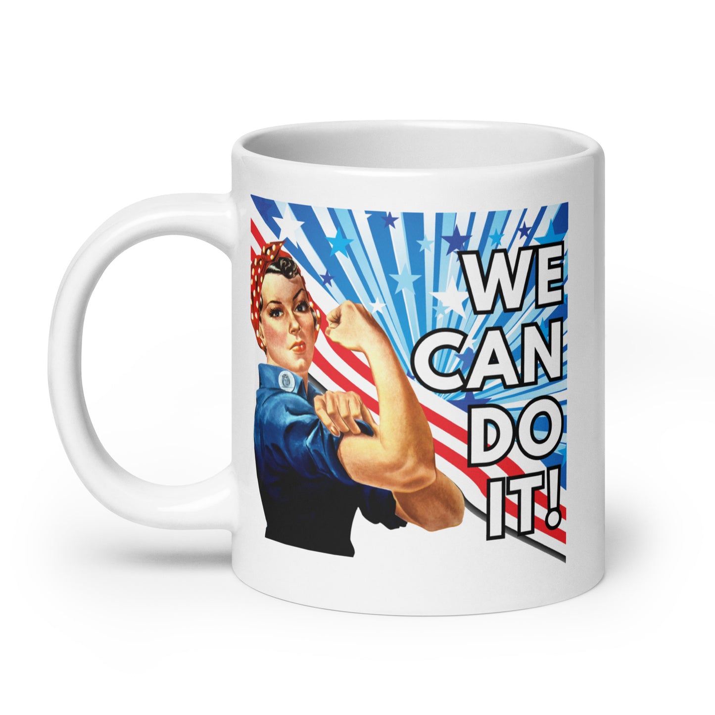 Rosie The Riveter White glossy mug
