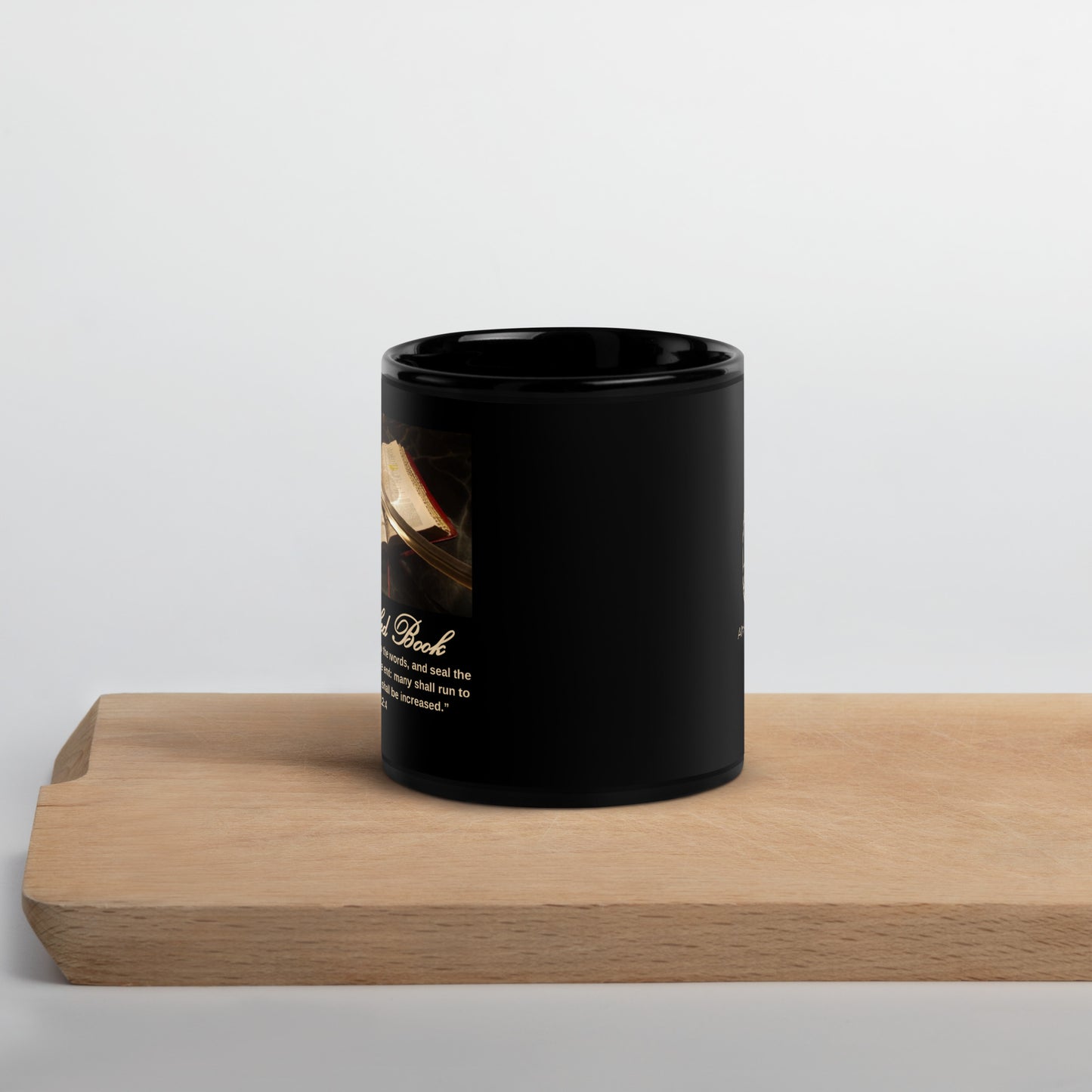 The Sealed Book Black Mug