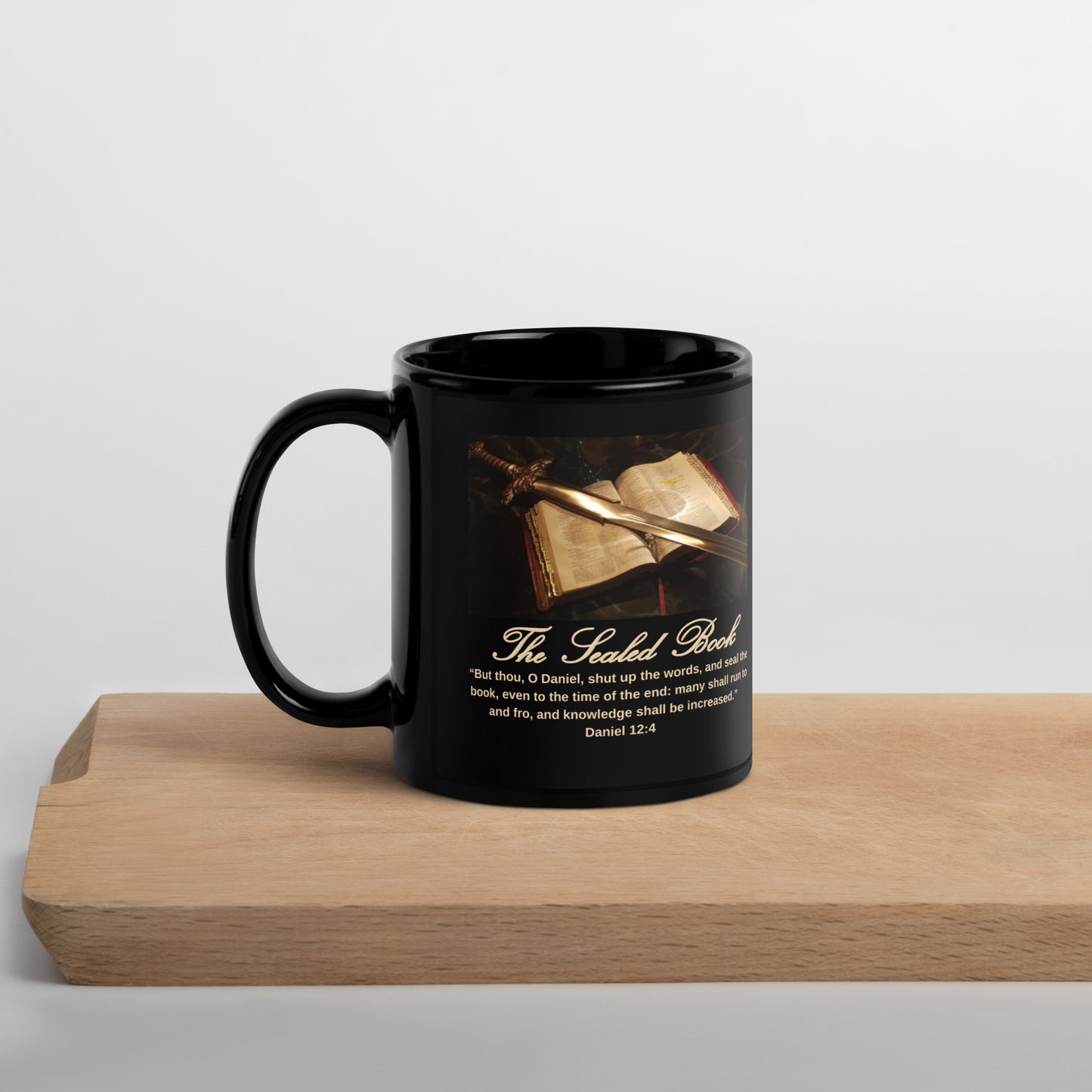 The Sealed Book Black Mug