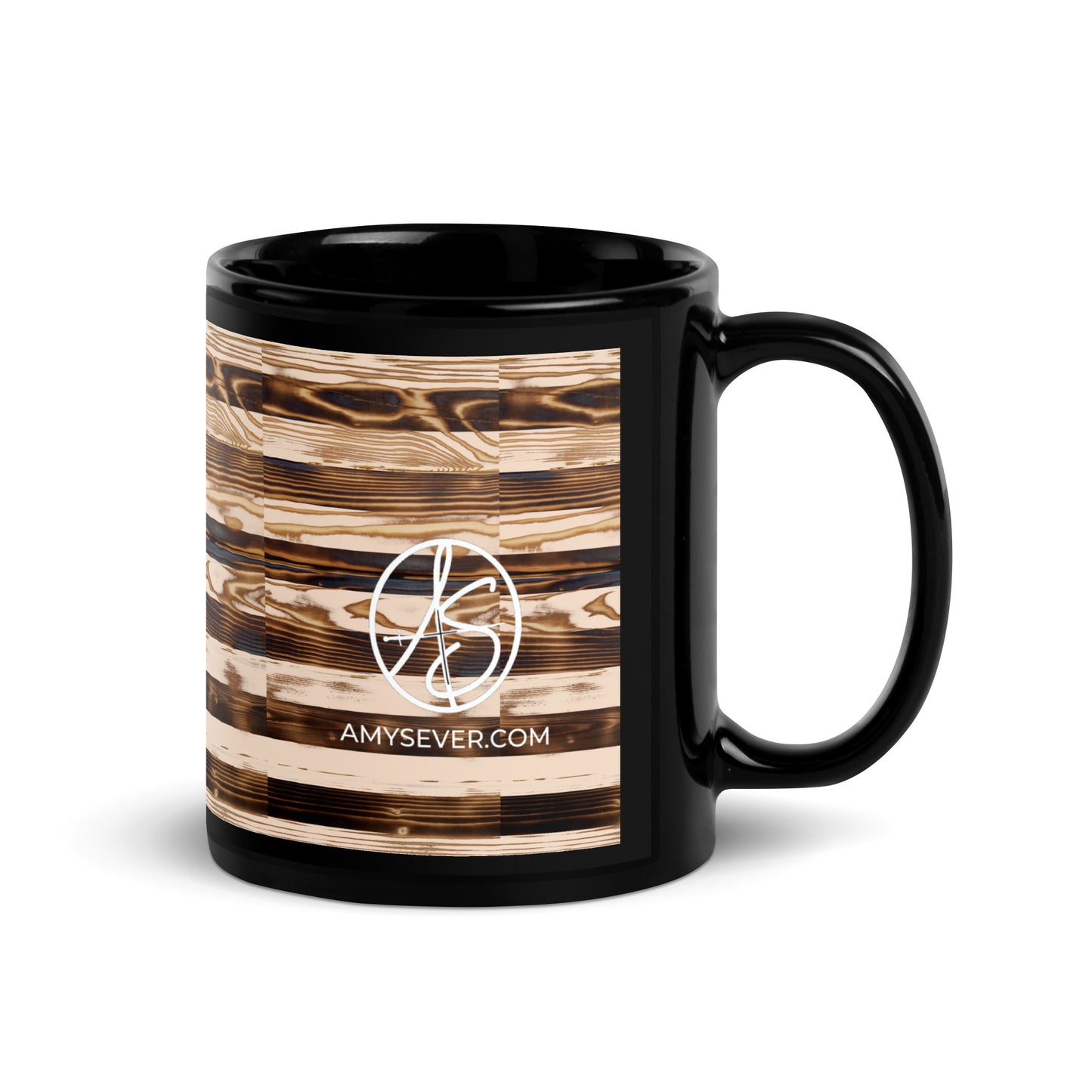 Wooden American Flag Black Mug