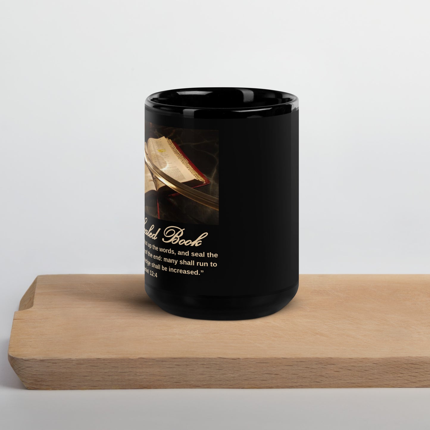 The Sealed Book Black Mug