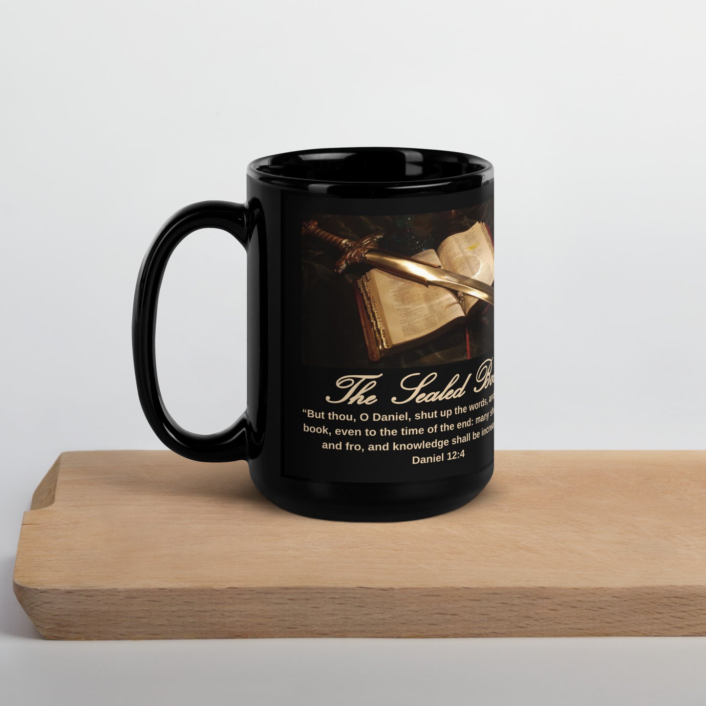 The Sealed Book Black Mug