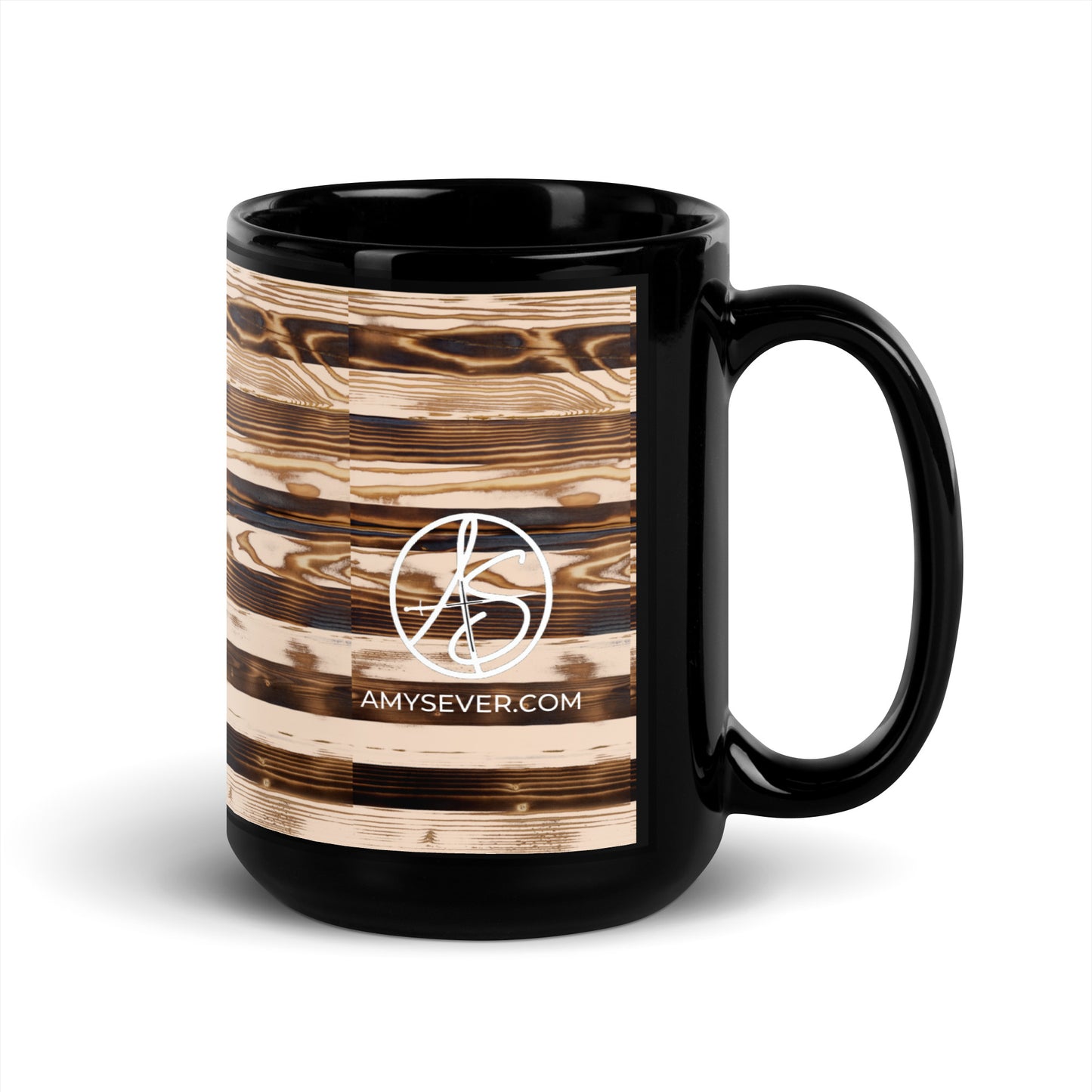 Wooden American Flag Black Mug