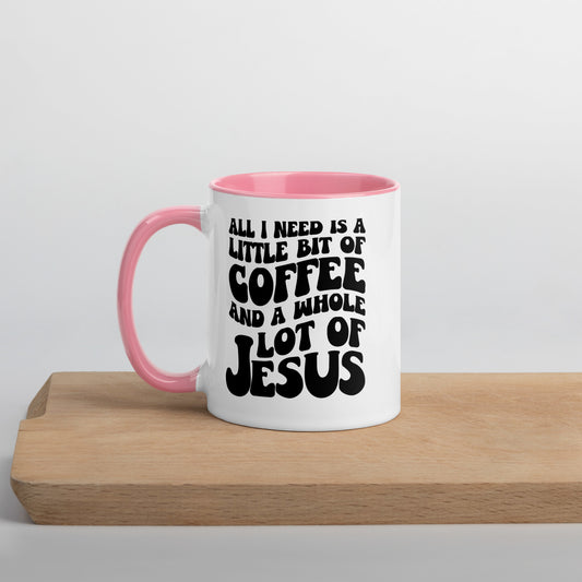 Coffee and Jesus Mug with Color Inside