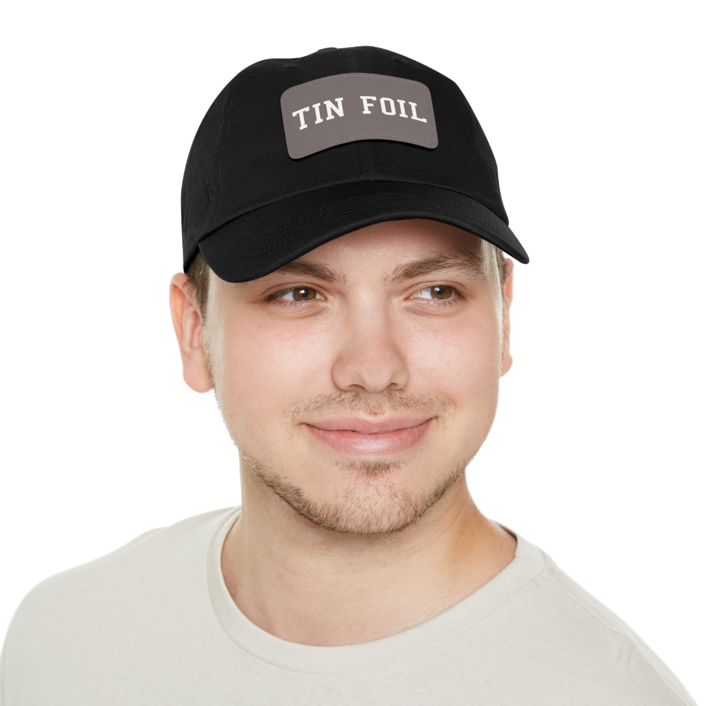 Tin Foil Dad Hat with Leather Patch (Rectangle)