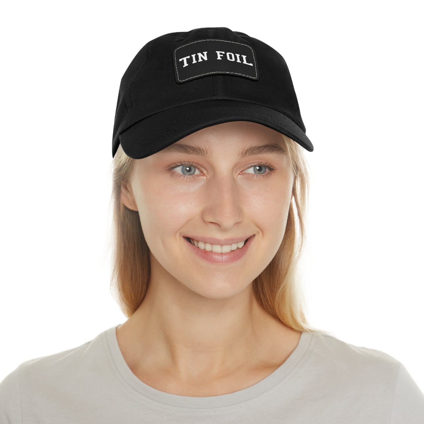 Tin Foil Dad Hat with Leather Patch (Rectangle)