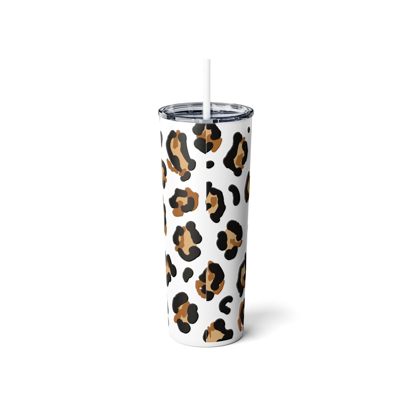 Love Like Jesus Leopard Skinny Steel Tumbler with Straw, 20oz