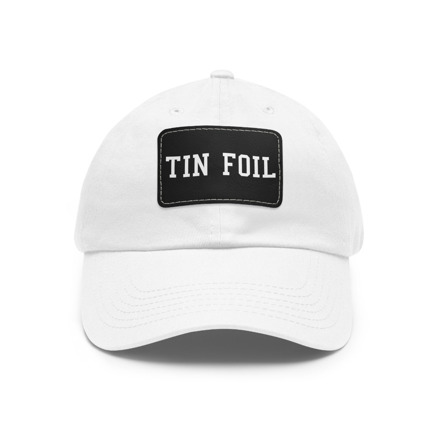 Tin Foil Dad Hat with Leather Patch (Rectangle)