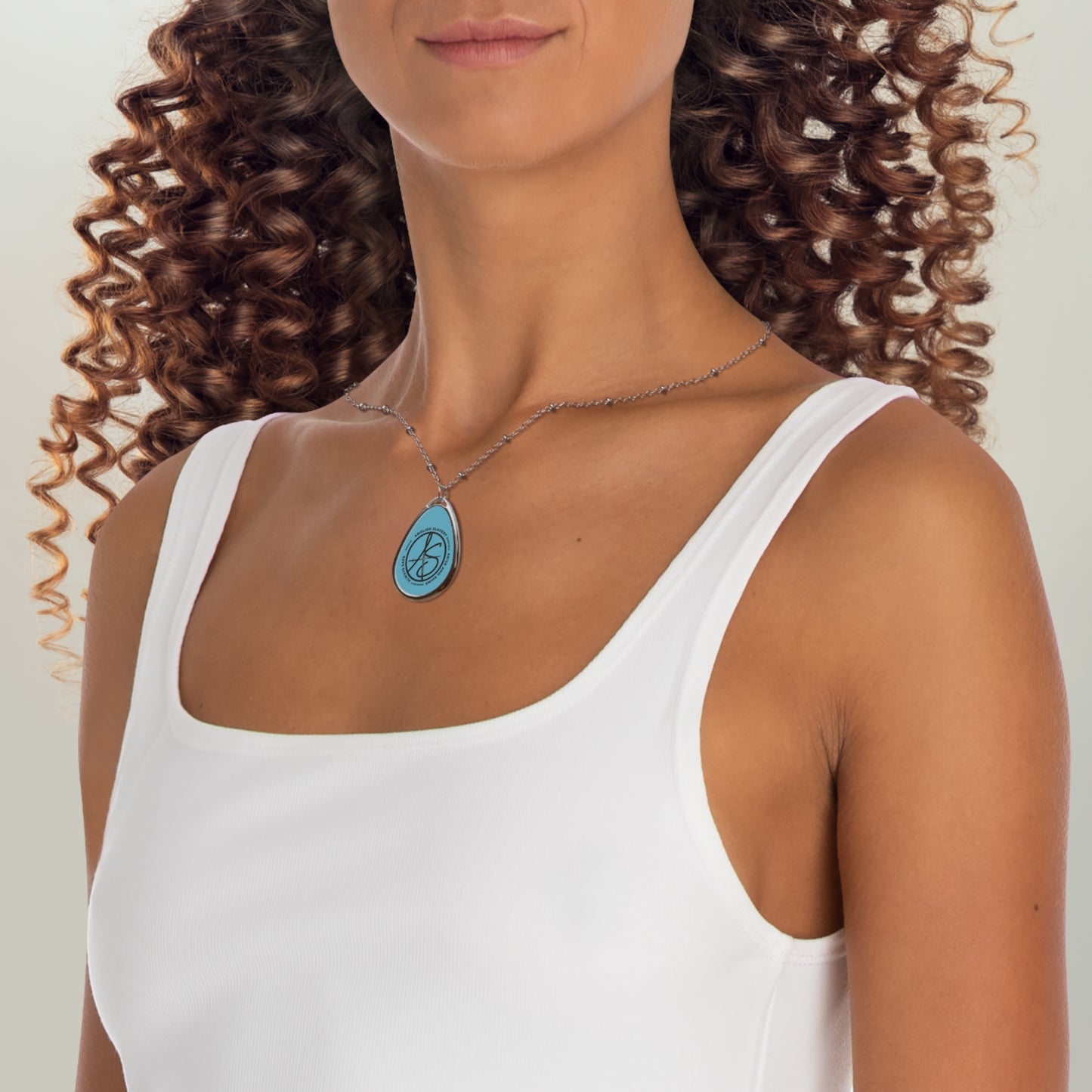 AS Logo Turquoise Oval Necklace