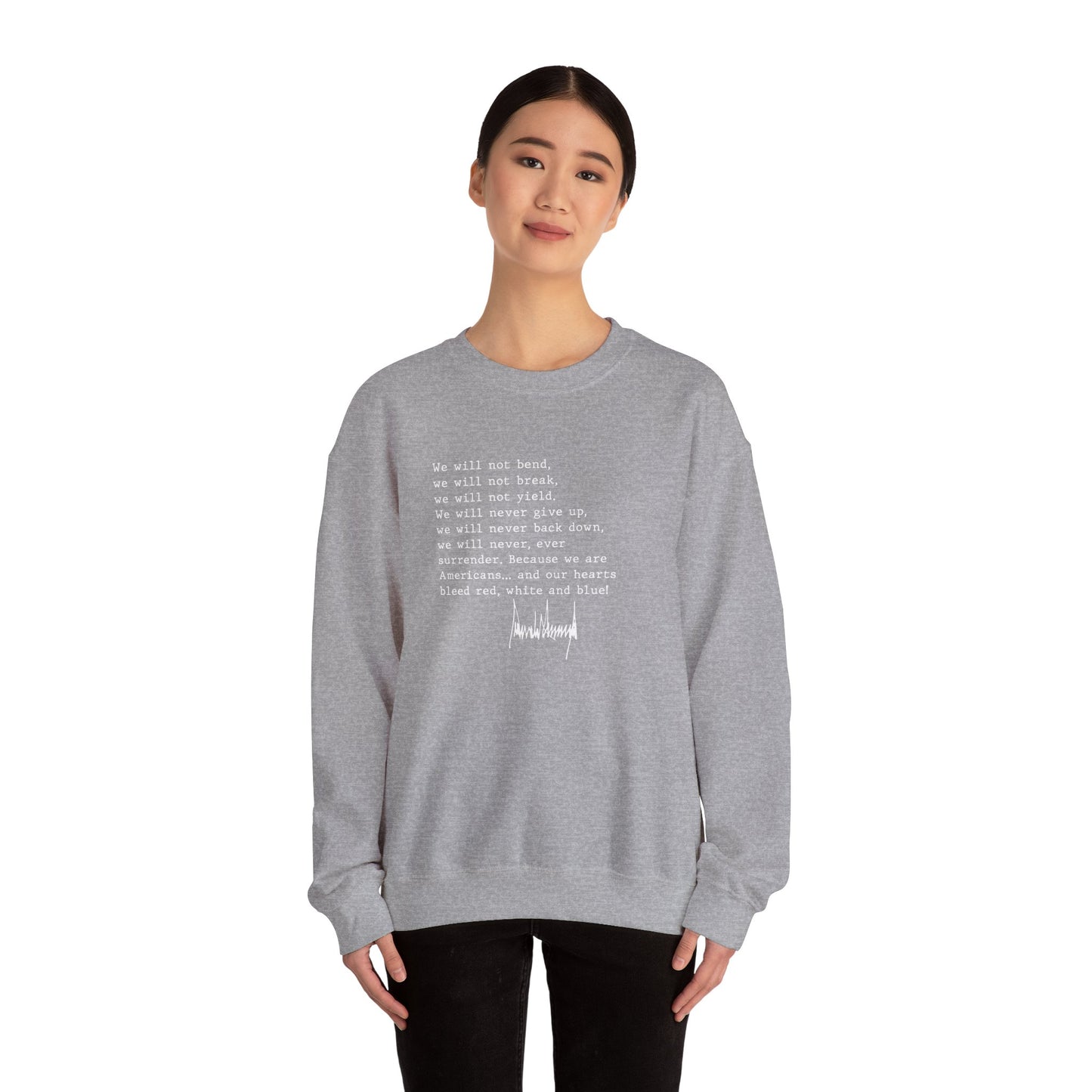 We Will Not Bend (white text) Unisex Crewneck Sweatshirt