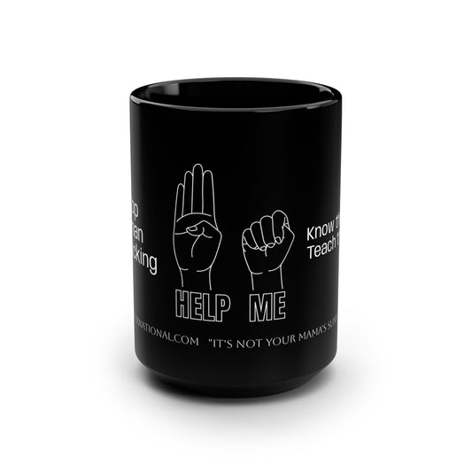 Human Trafficking Hand Sign Black Mug, 15oz