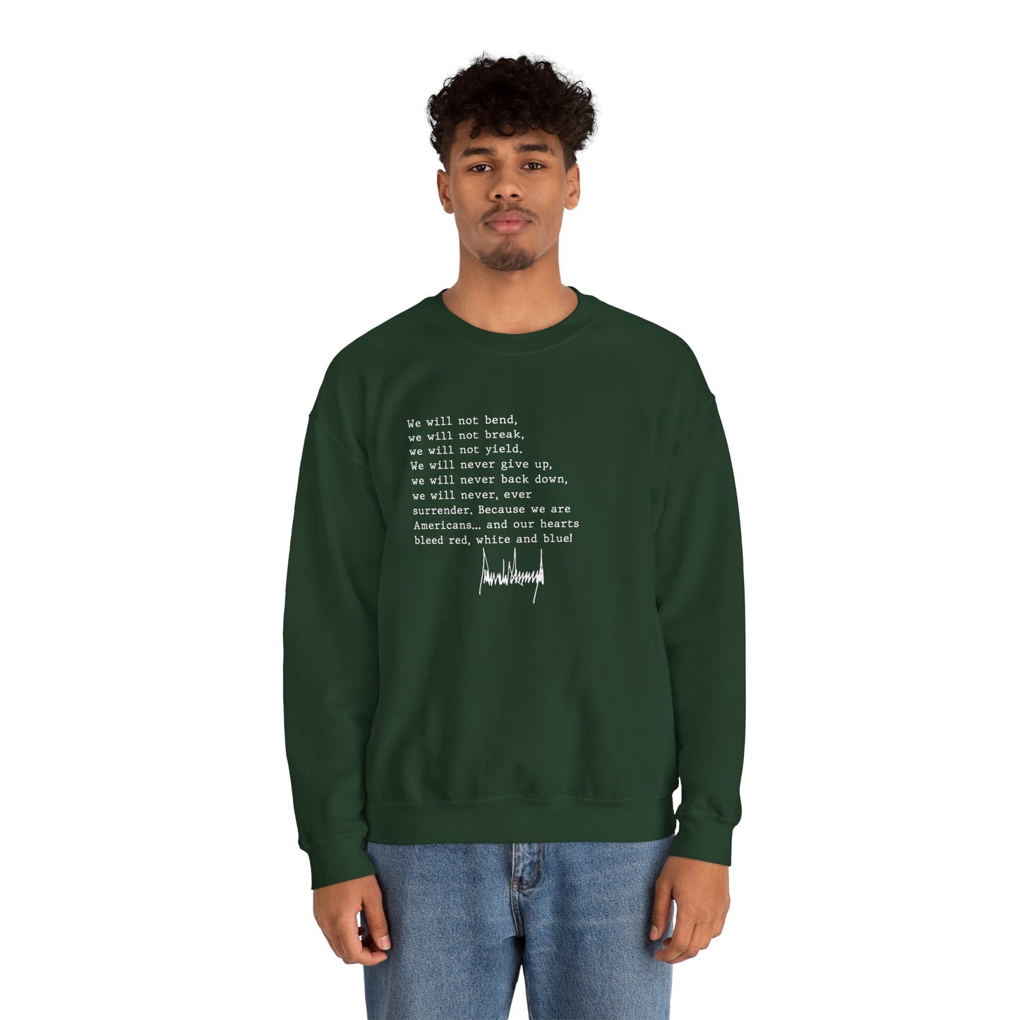 We Will Not Bend (white text) Unisex Crewneck Sweatshirt