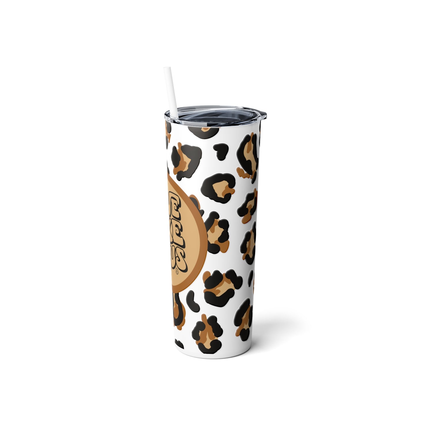 Love Like Jesus Leopard Skinny Steel Tumbler with Straw, 20oz