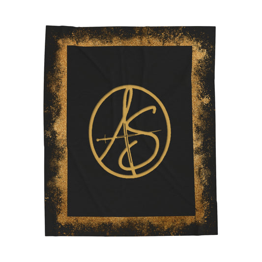 AS Logo Black and Gold Velveteen Plush Blanket