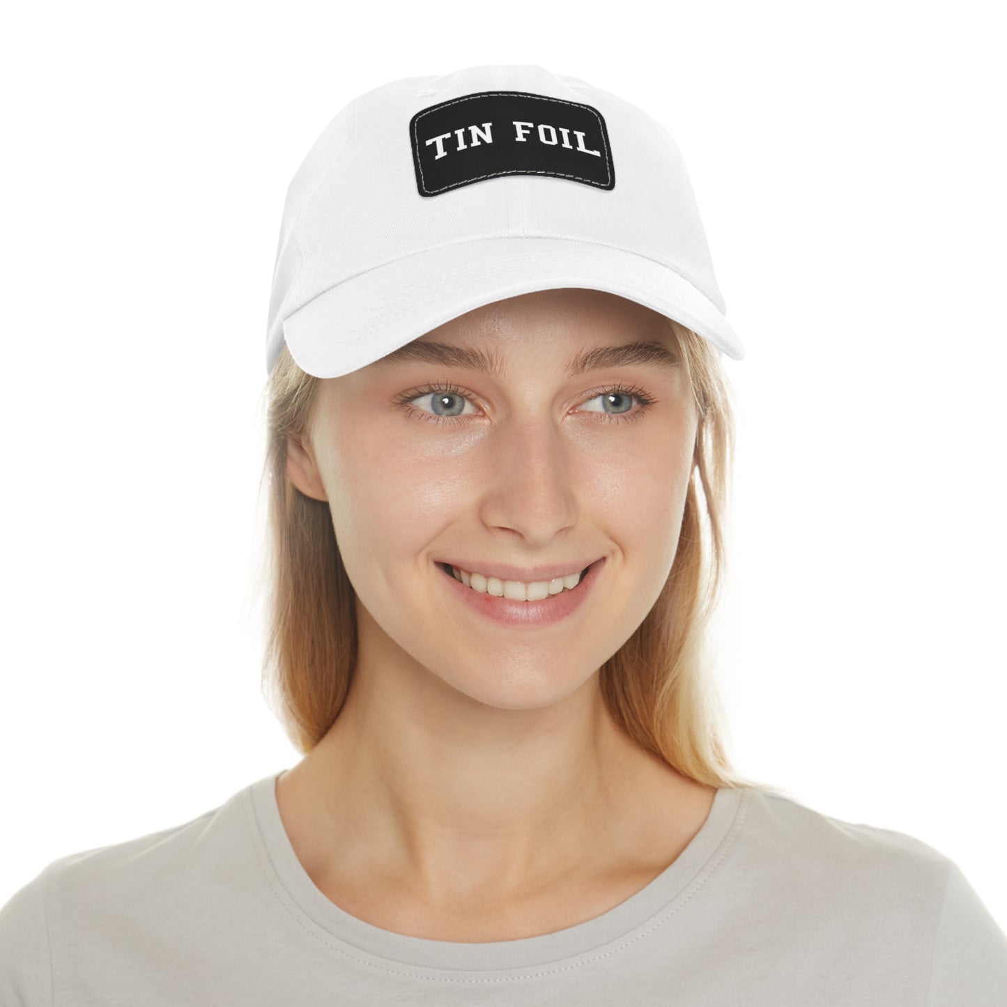 Tin Foil Dad Hat with Leather Patch (Rectangle)
