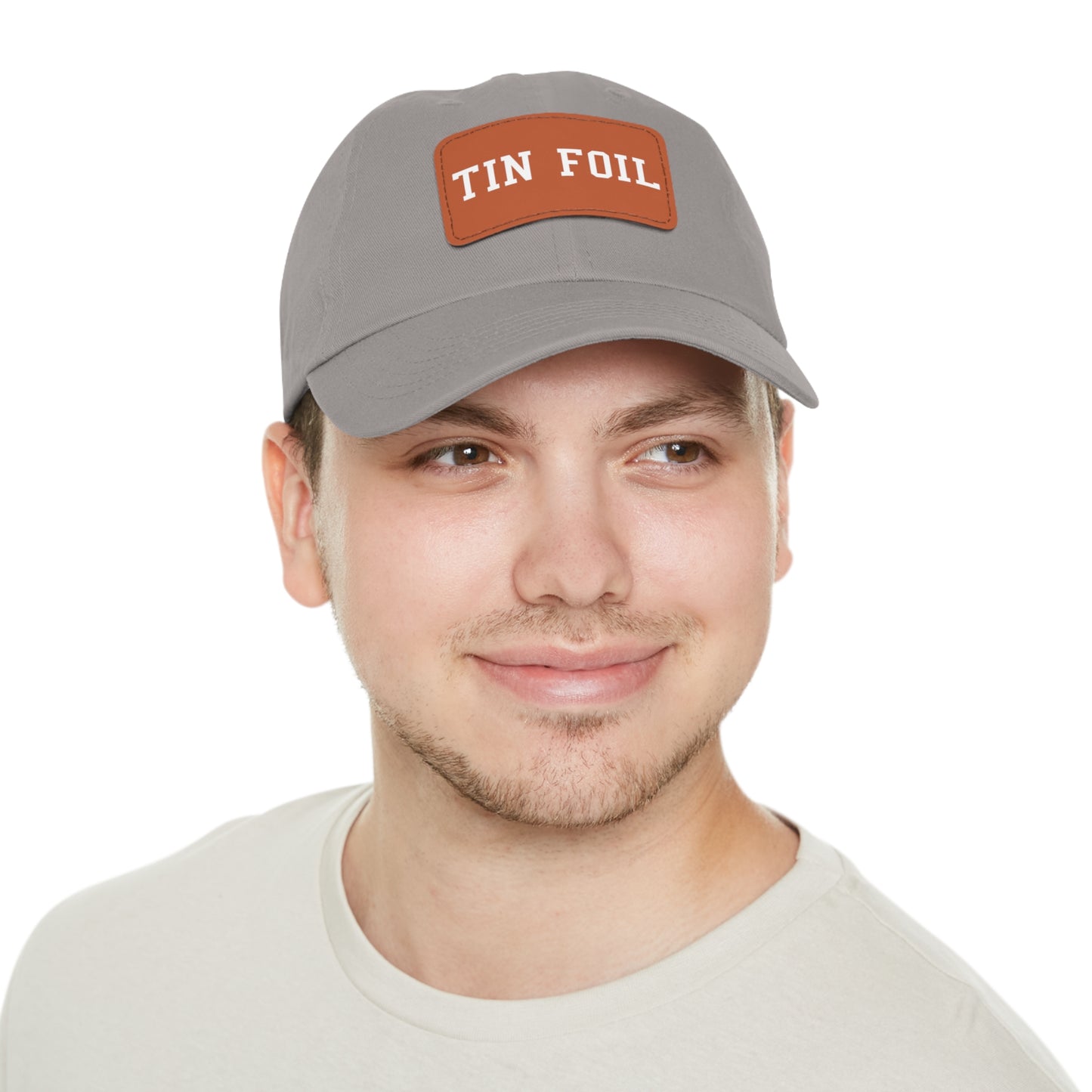 Tin Foil Dad Hat with Leather Patch (Rectangle)