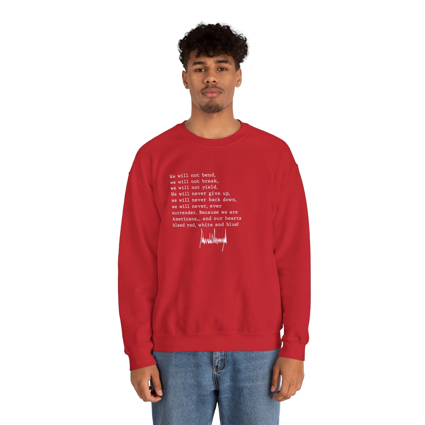 We Will Not Bend (white text) Unisex Crewneck Sweatshirt