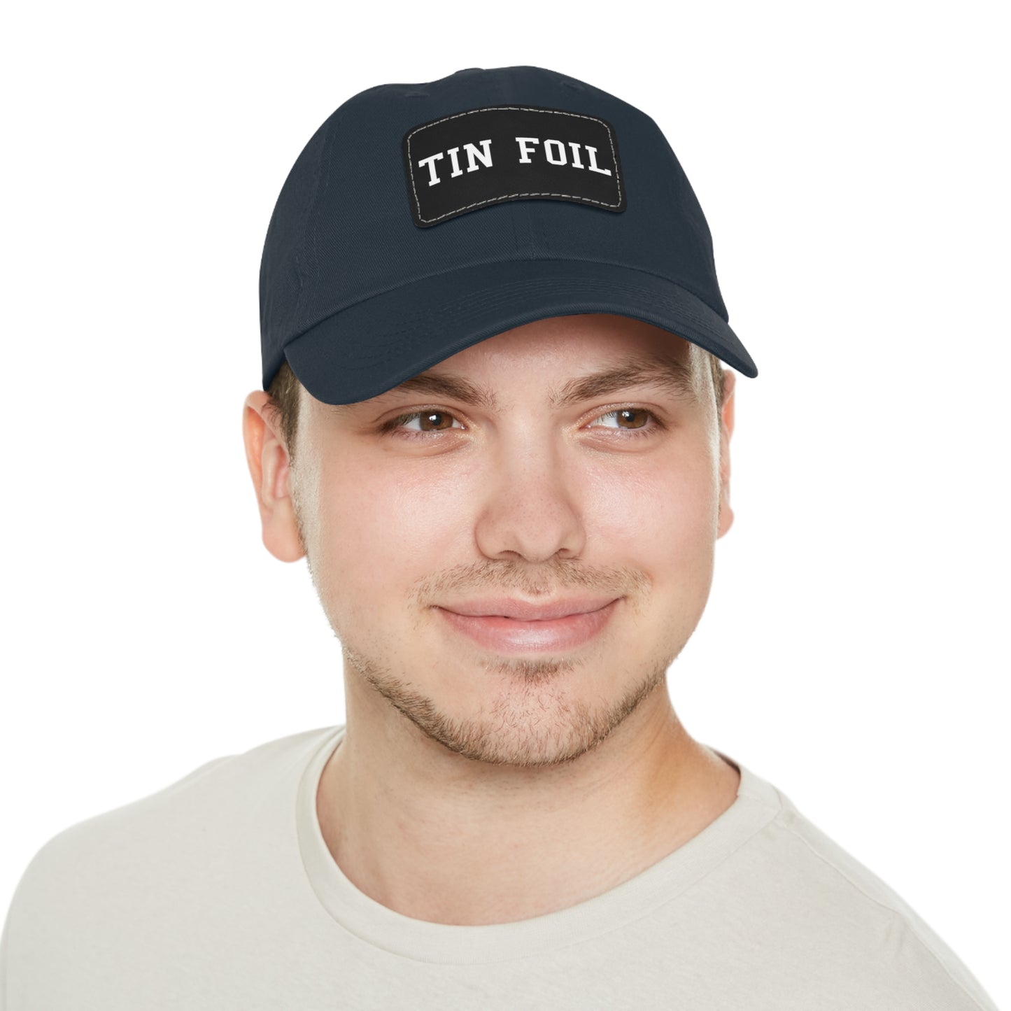 Tin Foil Dad Hat with Leather Patch (Rectangle)