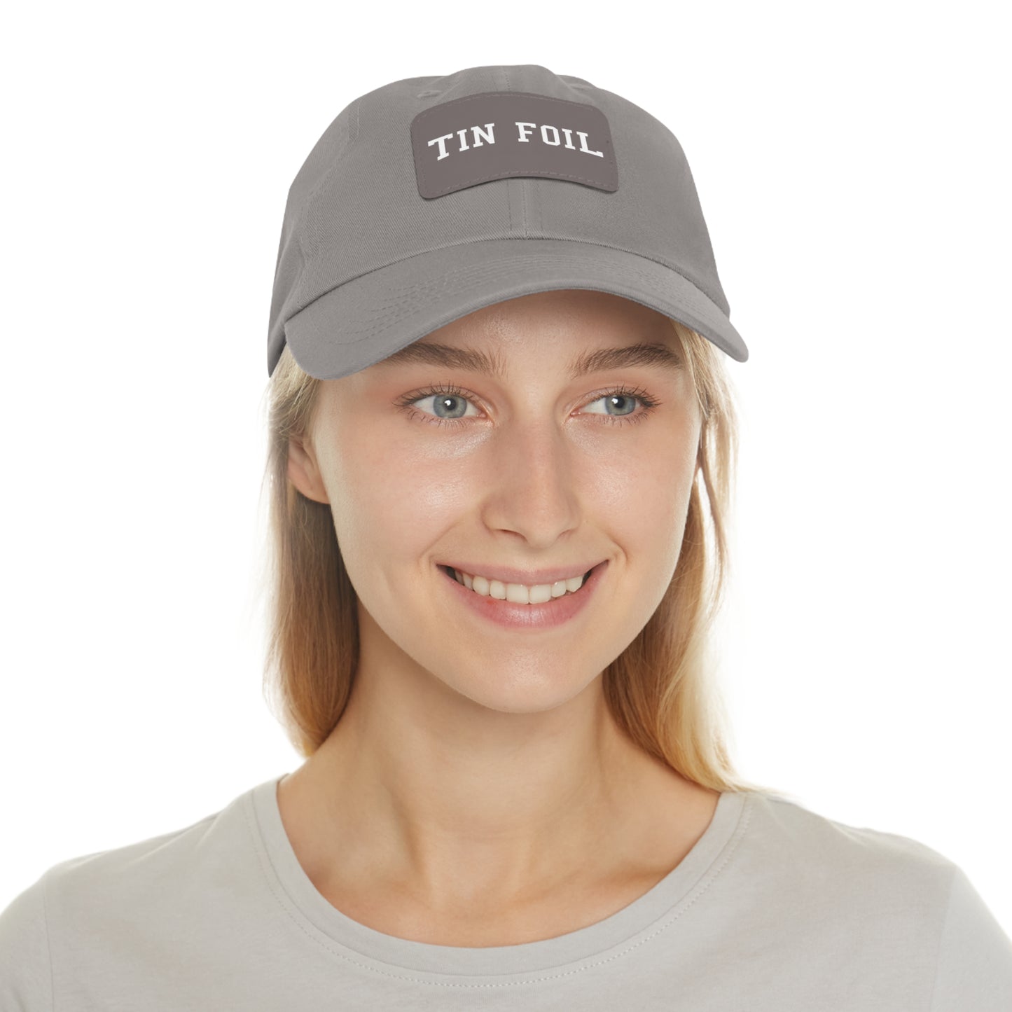 Tin Foil Dad Hat with Leather Patch (Rectangle)