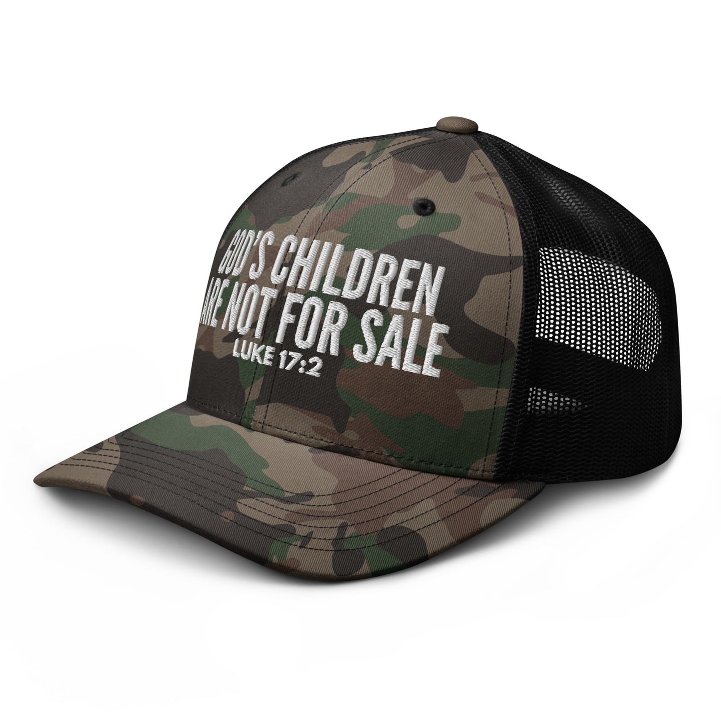 God’s Children Are Not For Sale Camouflage Trucker Hat