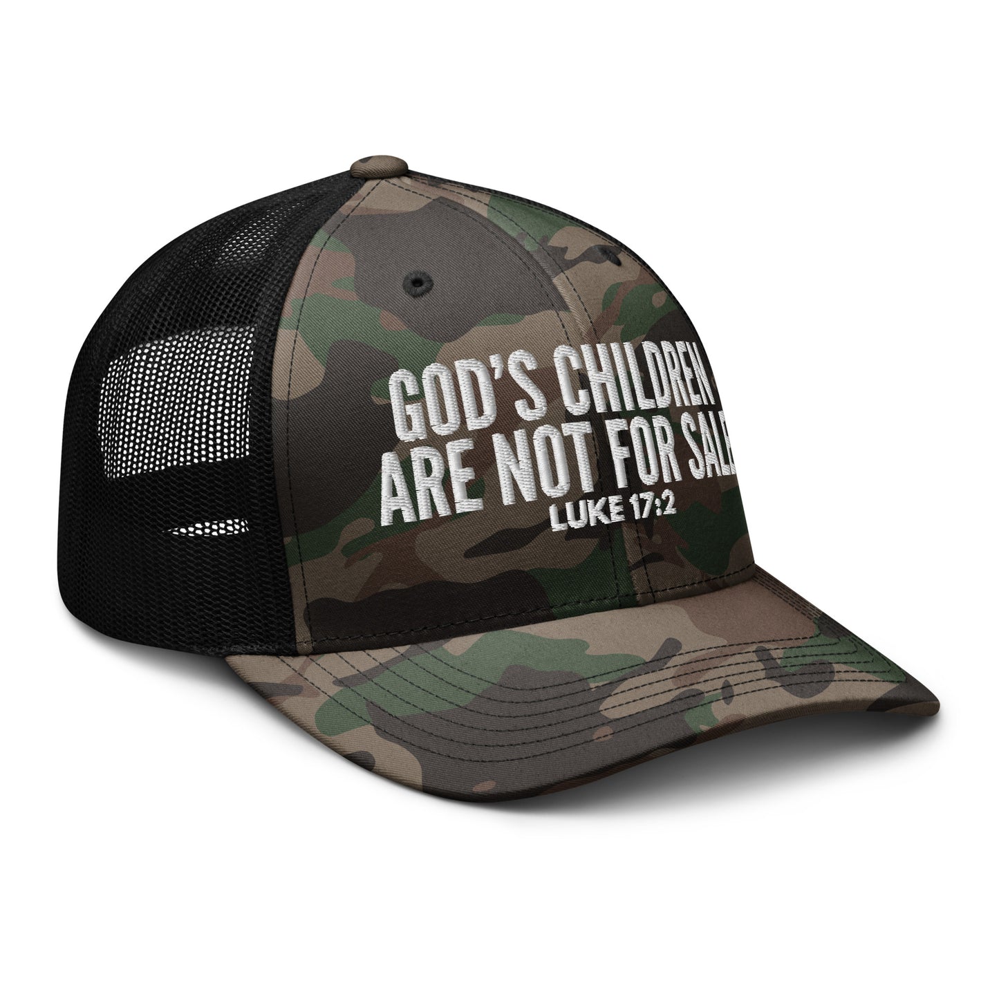 God’s Children Are Not For Sale Camouflage Trucker Hat