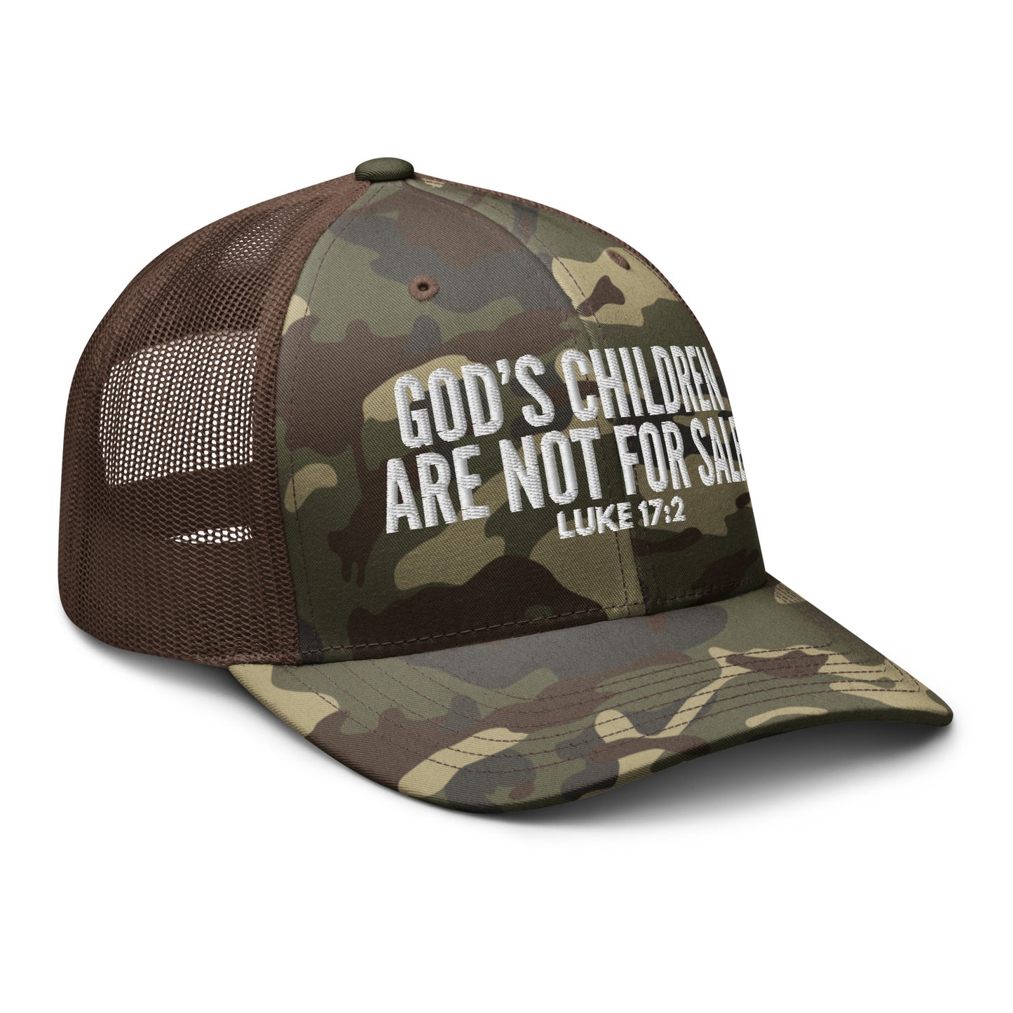 God’s Children Are Not For Sale Camouflage Trucker Hat