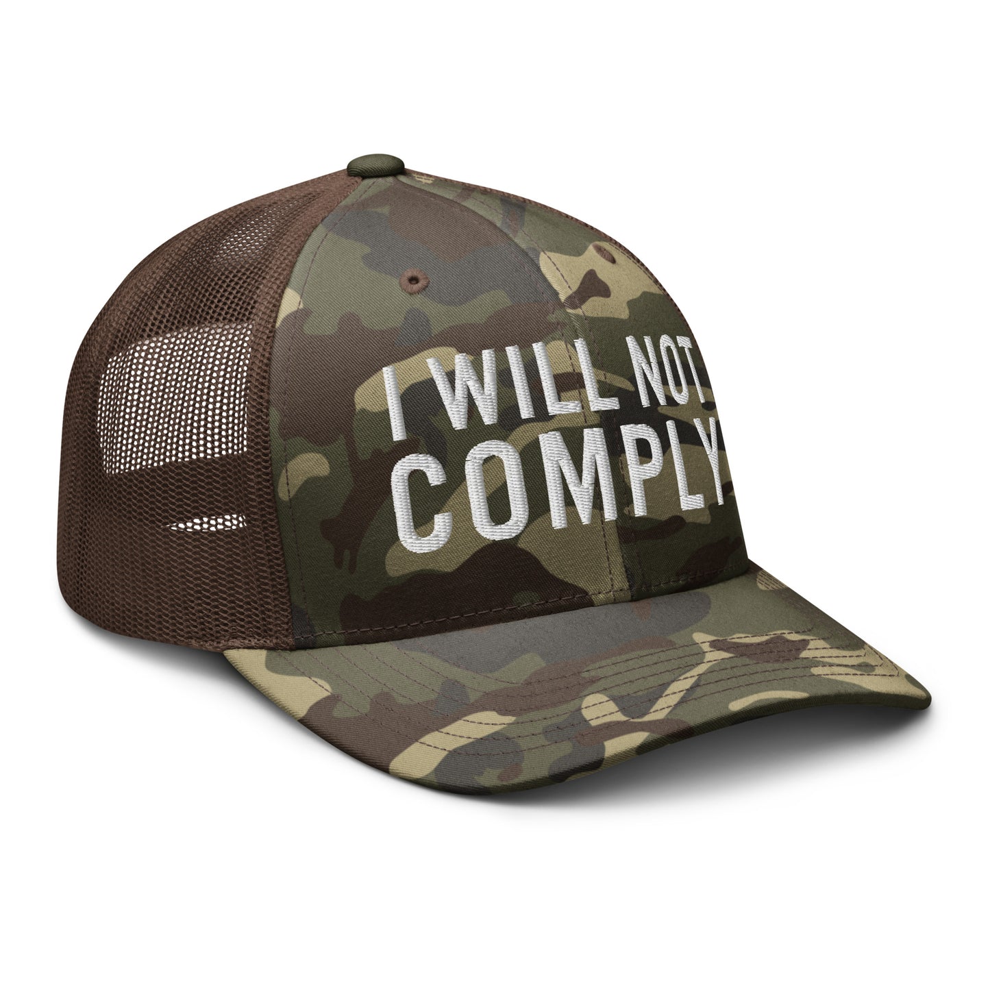 I Will Not Comply Camouflage Trucker Hat