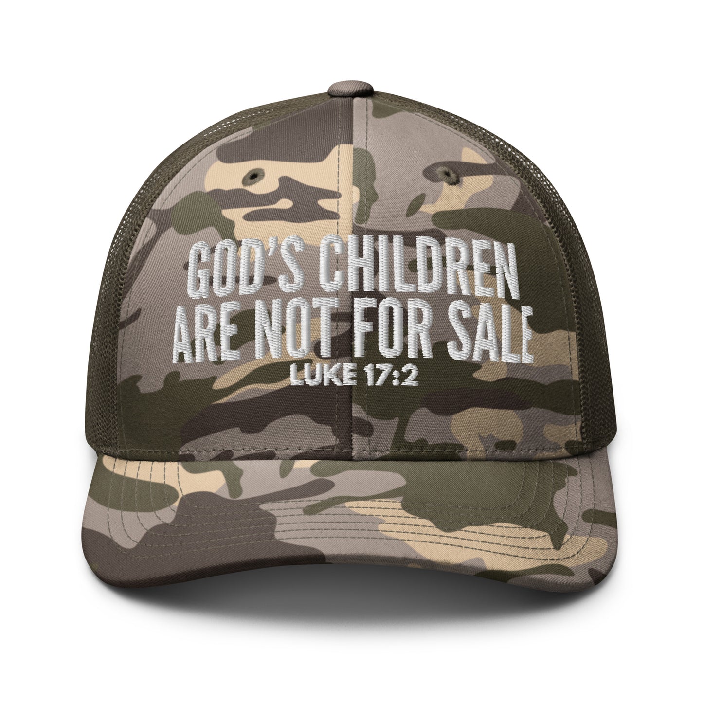 God’s Children Are Not For Sale Camouflage Trucker Hat