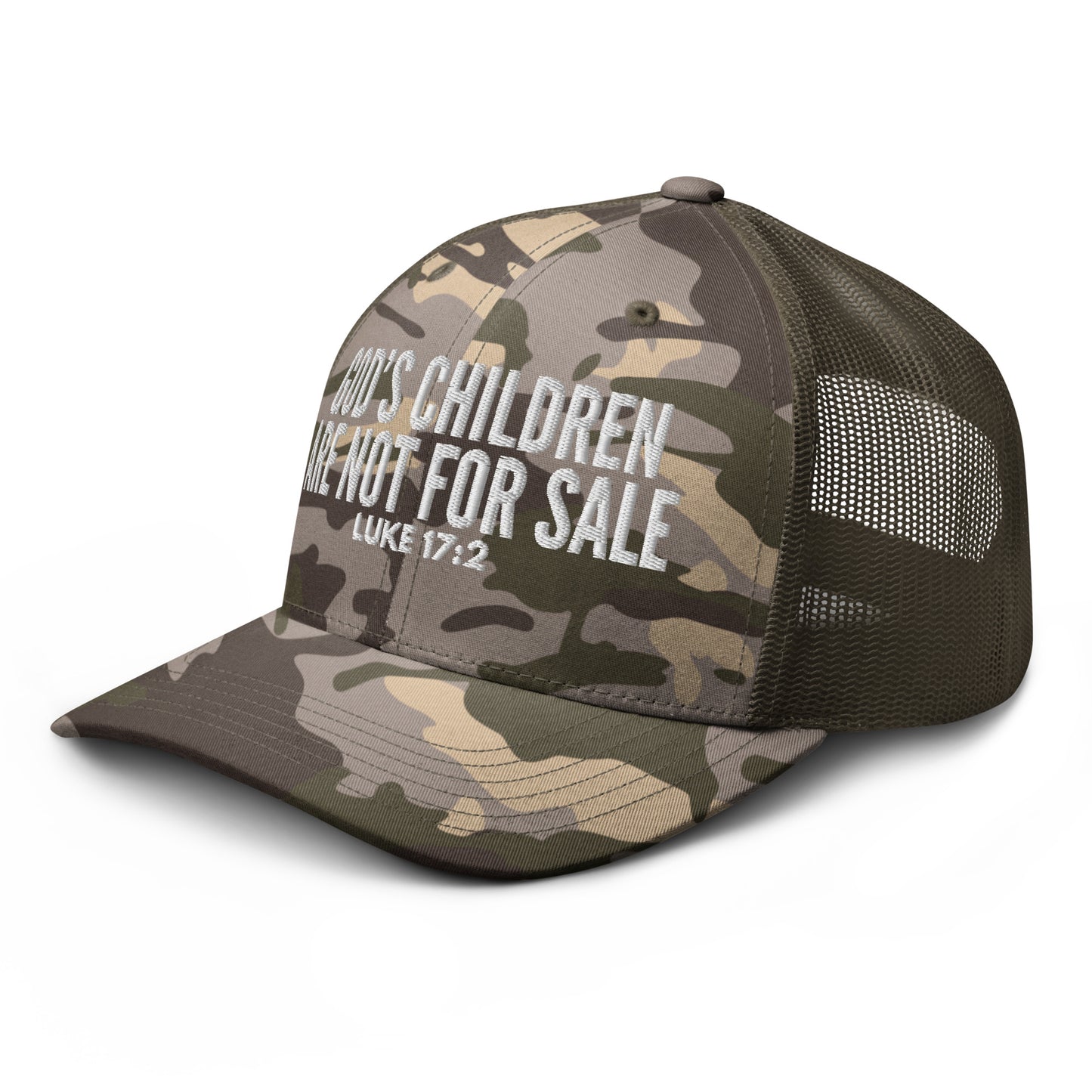 God’s Children Are Not For Sale Camouflage Trucker Hat