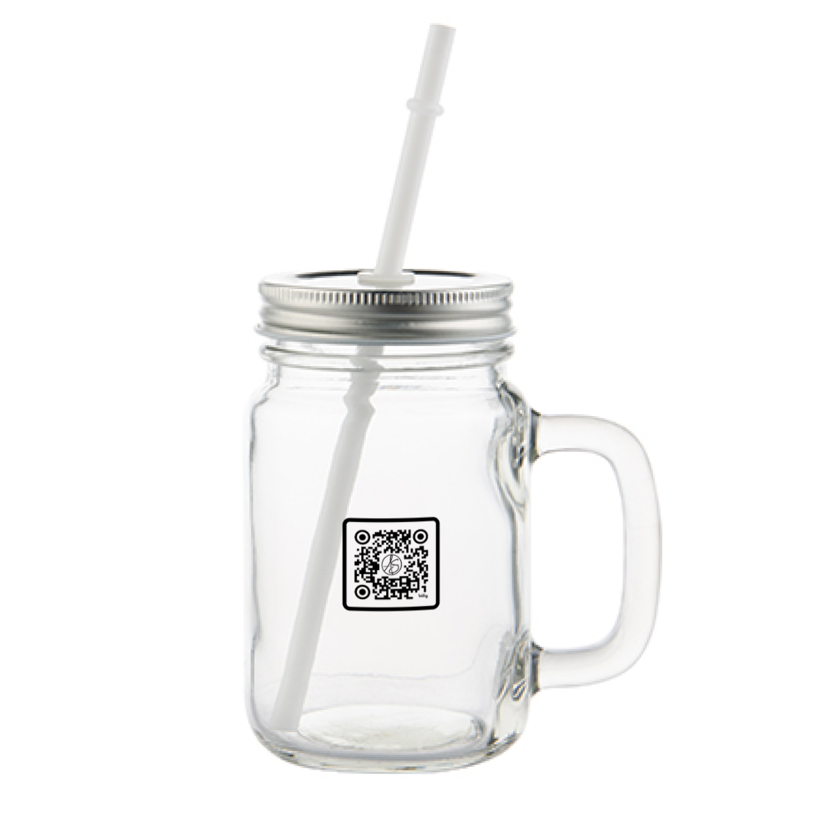 AS Logo Clear Glass Mason Jar With Handle