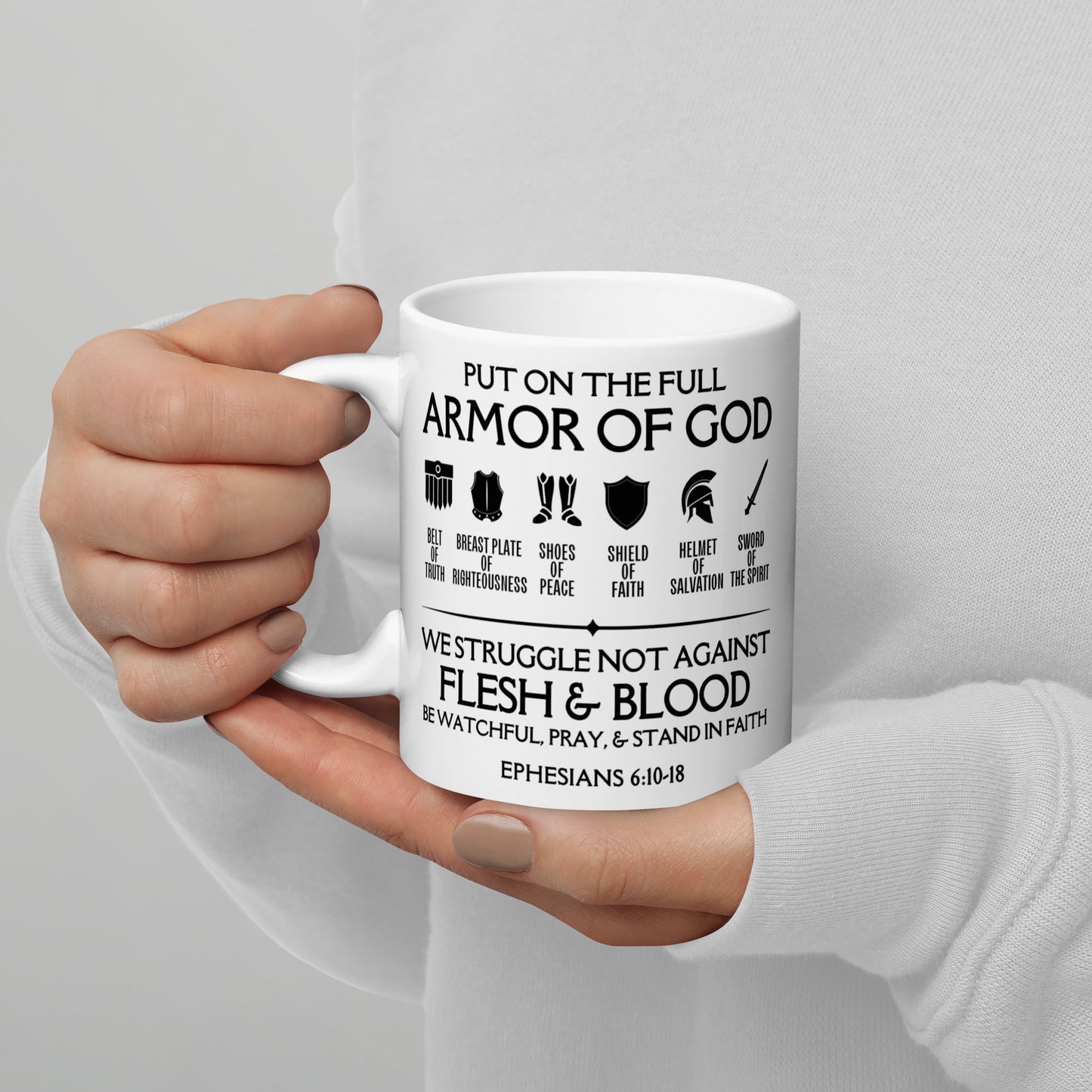 Armor Of God White glossy mug