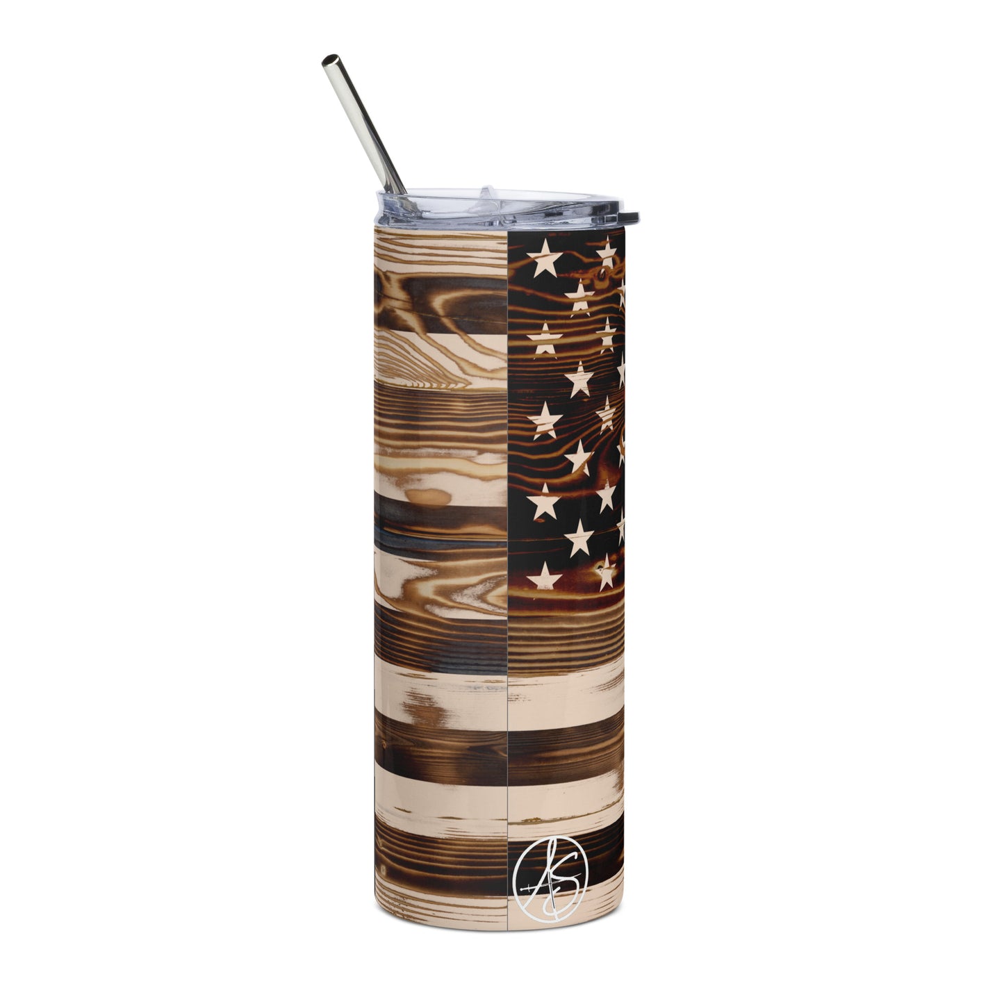 Wooden American Flag Stainless Steel Tumble