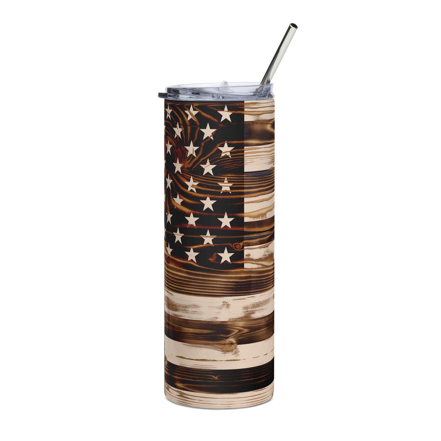 Wooden American Flag Stainless Steel Tumble